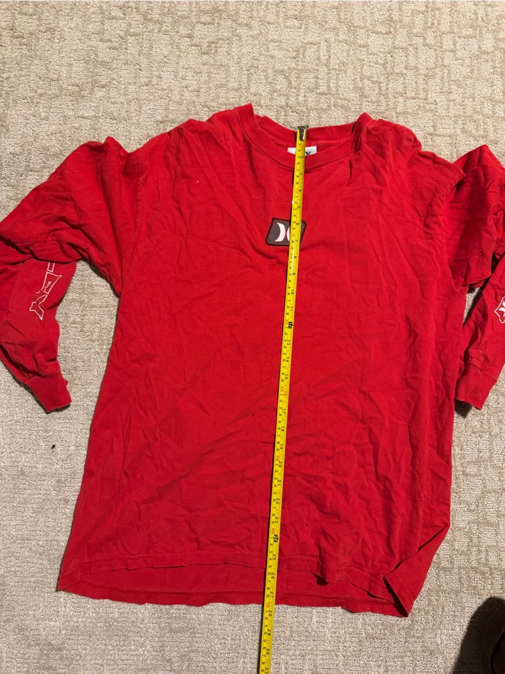Vintage Hurley Red Long Sleeve Crew Neck Tee